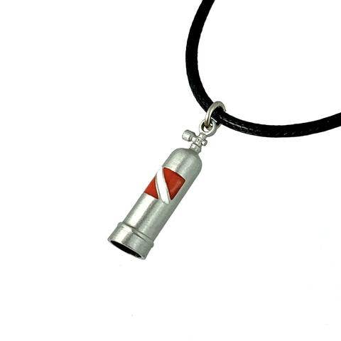 Scuba Tank Necklace, Scuba Tank Pendant on 16" or 18" Smooth Cord- Big Blue by Roland St John