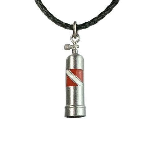 Scuba Tank Necklace, Scuba Tank Pendant on 16" or 18" Smooth Cord- Big Blue by Roland St John