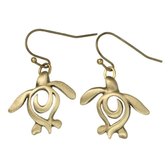 Big Blue by Roland St John - Bronze Turtle Drop Earrings for Women, Bronze Turtle Dangle Earrings, Honu Turtle Earrings for Women, Boho Jewelry, Bronze Jewelry