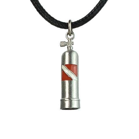 Scuba Tank Necklace, Scuba Tank Pendant on 16" or 18" Smooth Cord- Big Blue by Roland St John