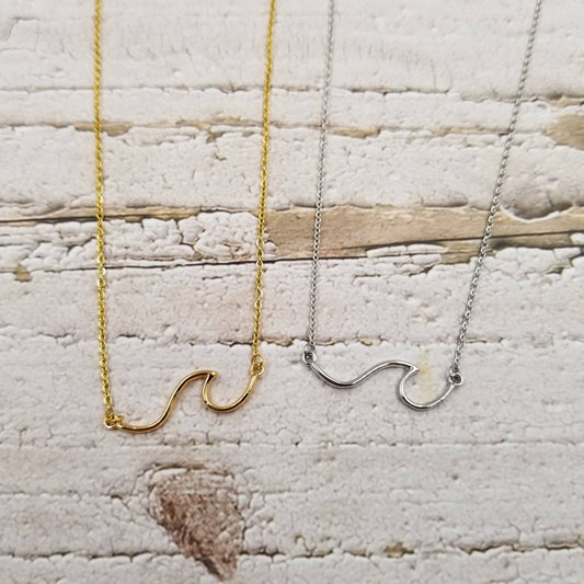 Circle Wave Necklace- Gold or Silver on 18" Chain