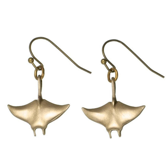 Bronze Manta Ray Drop Earrings- Big Blue by Roland St John
