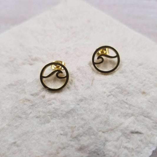 Circle Wave Stud Earrings - Gold or Silver