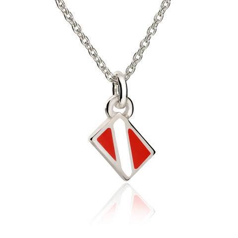 Mini Dive Flag Pendant on 16" or 18" Chain, Mini Dive Flag Necklace- Big Blue by Roland St John